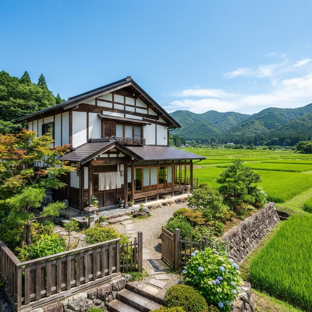 Countryside Home with Rice Fields